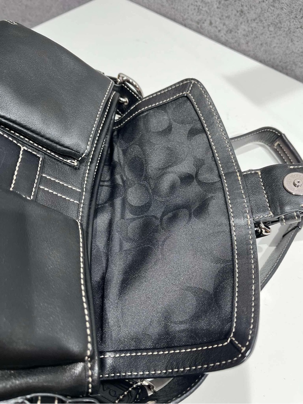 COACH Black Leather Shoulder Bag with Silver Buckle - Picture 2 of 12